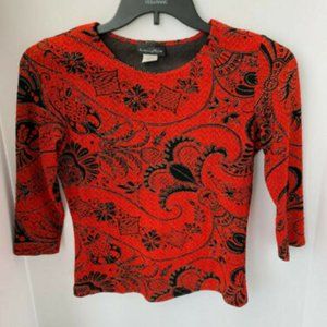 Brittany Black Vivid Red/Black Stretch Shirt Sz Sm